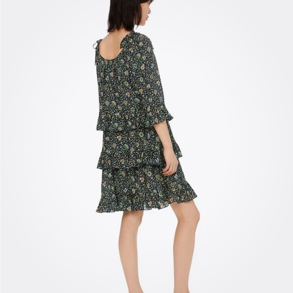 NEW Tory Burch 100% Silk 3-Tier Navy Soleil Ruffle Dress - Picture 2 of 13